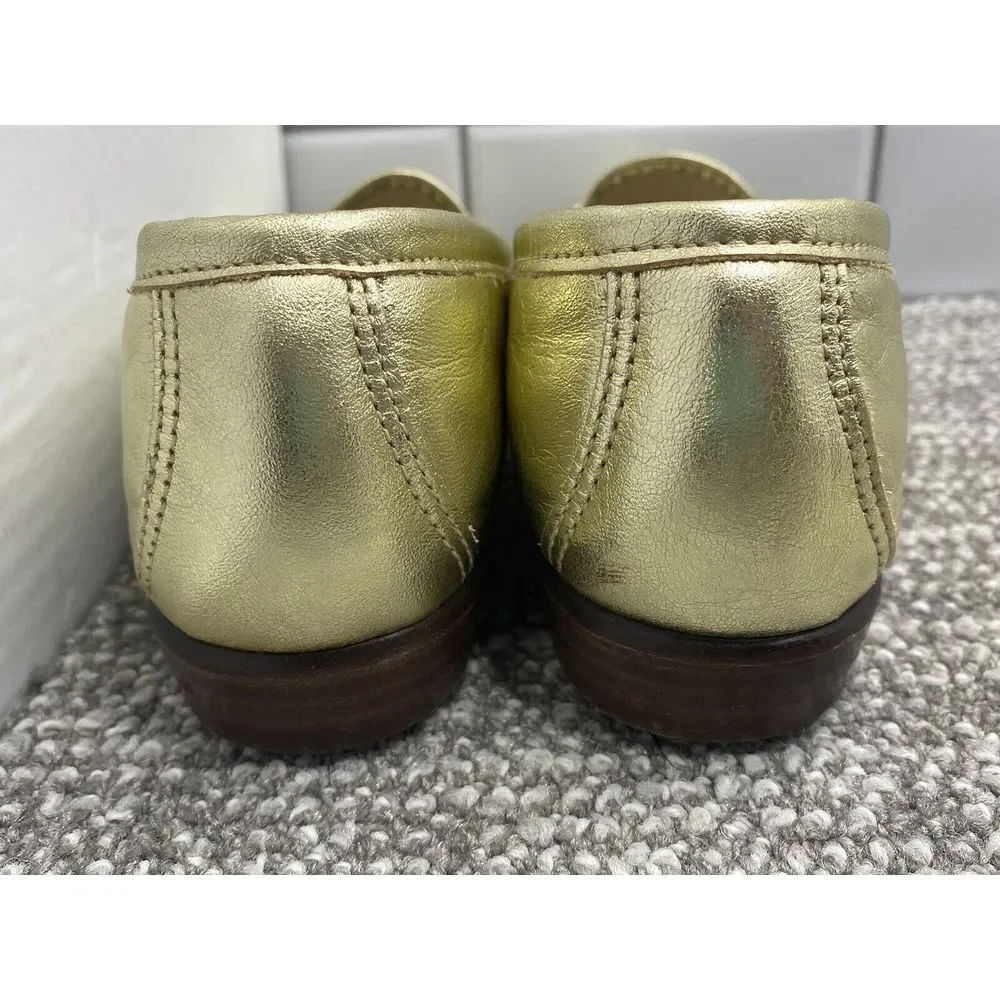 SAS Women's Gold Shoes Sz 8.5 N Shiny Holiday Attire EUC‎ Penny Loafers
